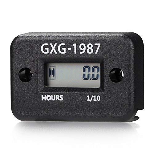 GXG-1987 Waterproof LCD Inductive Hour Meter for Lawn Mower, Champion Generator, Riding Mower, Dirt Quad Bike ATV Motorcycle Snowmobile Jet Ski Boat Pit Bike Motorbike MX Marine - Black