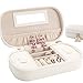 Qudasar PDTXCLS Aeiniweraabbcc XGATML a mcyiqihai JL LELADY JEWELRY Small Jewelry Box Travel Jewelry Boxes Case Portable PU Leather Jewelry Boxes with Mirror for Women Girls (White)