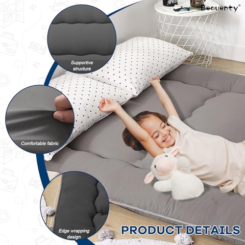 Beauenty Japanese Floor Mattress, Roll Up Quilted Bed Futon Mattress, Thicken Sleeping Pad, Portable Daybed Guest Bed,150 * 200CM Gray(Style 3)