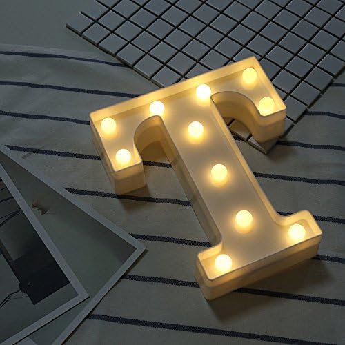 MUITOBOM LED Light Up Alphabet Letter Lights LED Alphabet Lights 26 Letters Sign Plastic Light up Word for Birthday Wedding Party Bar Bedroom Wall Hanging Night Decorations (T)