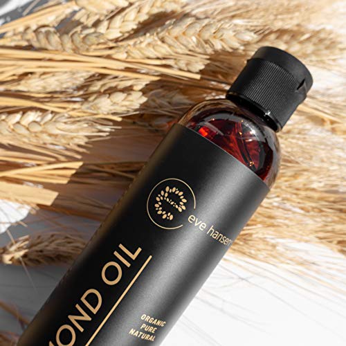 Eve Hansen Organic Sweet Almond Oil For Skin | (8 oz) Hair Growth Oil, Body Oil for Dry Skin, Carrier Oil for Essential Oils | Massage Oil, Organic Face Moisturizer for Skin, Hair Oil and Nail Oil