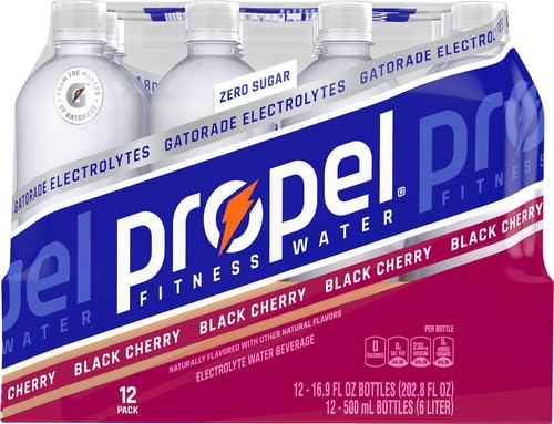 PROPEL, BLACK CHERRY, ZERO CALORIE SPORTS DRINKING WATER WITH ELECTROLYTES AND VITAMINS C&E, 16.9 FL OZ (12 COUNT)