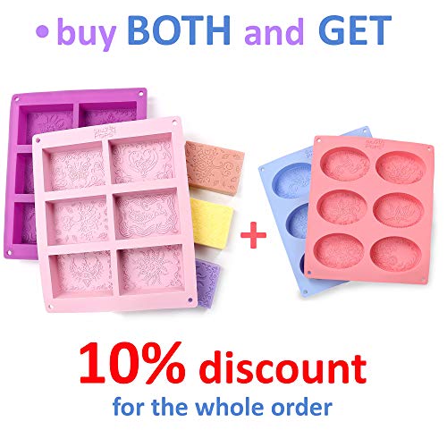 6 Rectangle+Silicone+Soap+Molds+Cavities
