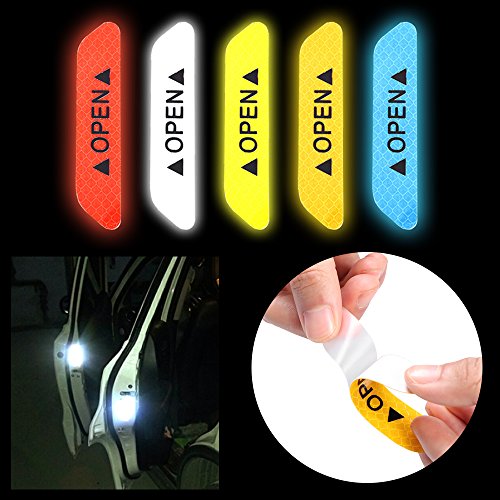 Autumn Water 4Pcs Universal Auto driving Safety Reflective Tape Open Sign Warning Mark Tail Rear Car Door strip Stickers Practical Car supply