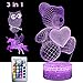 3D Night Light for Kids,3 in 1 Illusion Lamp for Home Decoration,3D Optical Illusion LED Lamps with Remote Control Bedroom Decorations Birthday,Christmas Gift Ideas for Girls Teen– Owl/Bear/Unicorn
