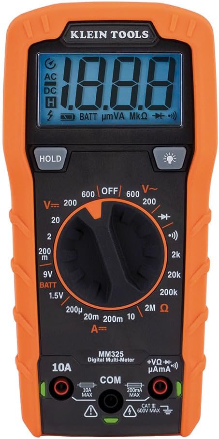 Klein Tools MM325 Digital Multimeter 600V AC/DC Voltage Tester Battery