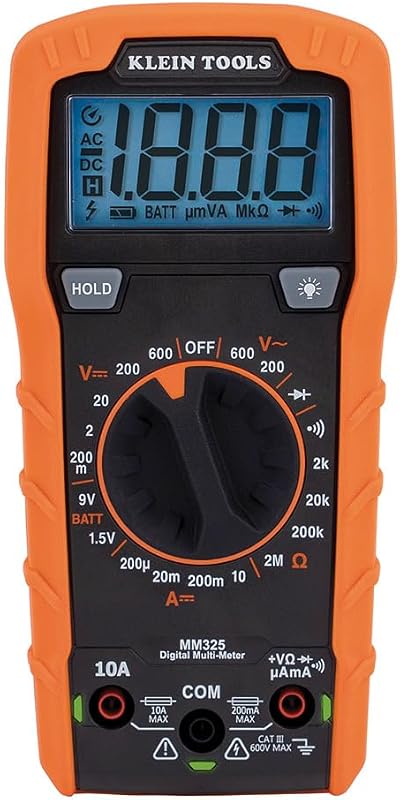 Klein Tools MM325 Digital Multimeter 600V AC/DC Voltage Tester Battery