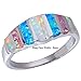 CiNily Women's Opal Rings, Create White Blue Pink Fire Opal Silver Plated Gemstone Ring Size 6