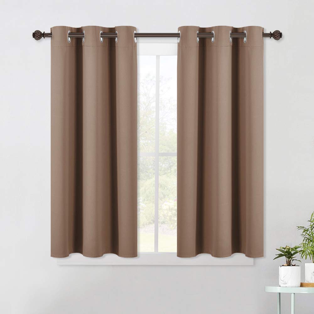 Photo 1 of NICETOWN Blackout Window Curtains and Drapes for Kitchen, Window Treatment Thermal Insulated Solid Grommet Blackout Drapery Panels (Set of 2 Panels, 42 by 45 Inch, Cappuccino)