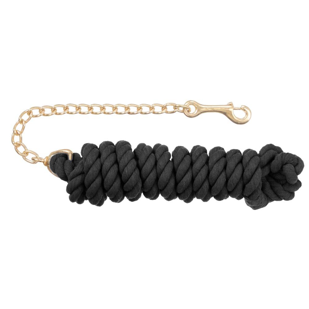 Tough 1 Braided Cotton Lead with Chain, Black, 8 1/2'