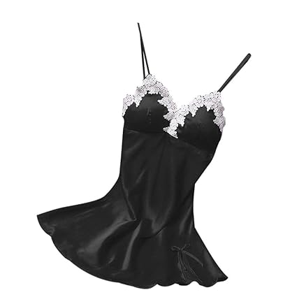 SCHOLIEBEN Dessous Damen Erotik Große Größen Satin Baby Dolls Lingerie Set Obsessive BH Spitze Unterwäsche Wetlook Body Fraue