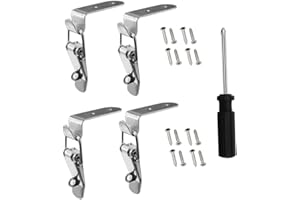 SINEKY 4pcs 90 Degrees Duck-Mouth Buckle Hook Lock Stainless Steel Spring Loaded Draw Toggle Latch Clamp Clip Silver Hasp Latch Catch Clasp with Screws (Size : Style A-4pcs)