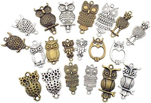 Yukucharms 40pcs Zinc Alloy Owl Charms Pendants for DIY Necklace Bracelet Jewelry Making-M35