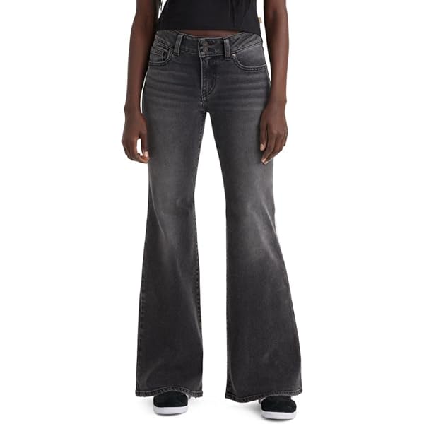 Elliott Lauren Womens Washed Black Denim - Wide Leg 5 Pocket Jeans