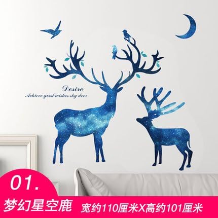 Ghaif The creative room wall sticker background wall paper self-adhesive dorm bedroom warm wall decorations sky Germany posters living room Bathroom with big stars.