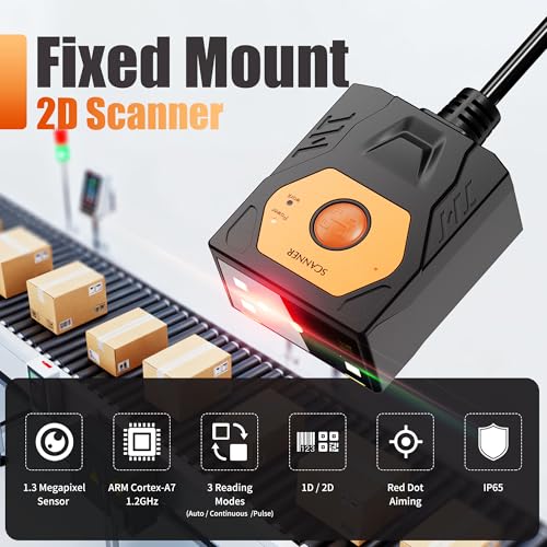NETUM Scanner per codici a barre fisso NT-480, scanner industriale 1D 2D per codici QR con connessione USB, scanner incorporato con rilevamento automatico per chioschi, trasportatori, POS, produzione