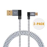 CableCreation 6.5Feet [2-Pack] 90 Degree USB 2.0 A to Micro USB B Cable, Double Angle-Dual Angled Micro USB Cable with Aluminium Case,2Meter, Space Gray