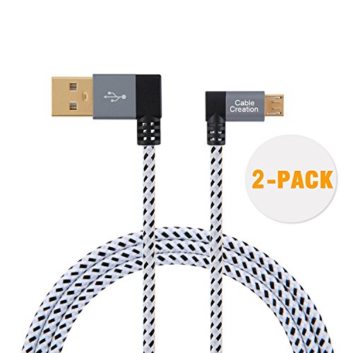 CableCreation 6.5Feet [2-Pack] 90 Degree USB 2.0 A to Micro USB B Cable, Double Angle-Dual Angled Micro USB Cable with Aluminium Case,2Meter, Space Gray