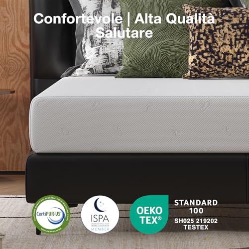 Novilla Mattress 90 x 200 cm, Single Mattress, Height 20 cm, Gel Memory Foam, Breathable Bamboo Fibre, Perfect Support, Skin Friendly, Medium Solid