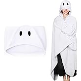 Peryiter Ghost Plush Hooded Wearable Blanket for Adults - Plush Wrap Throw Warm Blanket Winter Cape Gift for Women Men