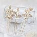 Artio Leaf Wedding Hair Pins Accessories with Beads for Brides and Bridesmaids 3 PCS (HP-9558)