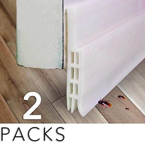 Zapfirst 2 Packs Self-adhesive Weather Stripping Door Bottom Seal Strip, Under Door Sweep and Draft Stopper, 2" W x 39.5" L (White)