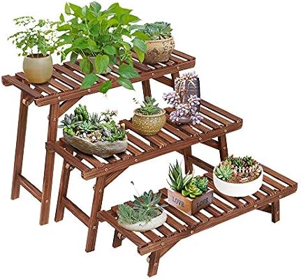 Ufine Freestanding 3 Tier Step Design Plant Stand Indoor Outdoor Wood Plant Shelf Display Rack Ladder Flower Pot Holder Planter Organizer Buy Online At Best Price In Uae Amazon Ae