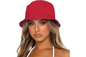 Sydbecs Bucket Hat for Women Men, Reversible Cotton Summer Sun Beach Cap Solid Color Style