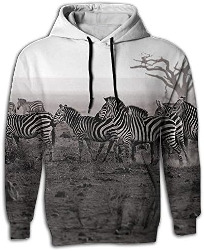 Sandy Edmund Distinctive Casual Zebra Men and Women 3D Print Pullover Hooded Sweatshirt Hoodies With Pockets, Medium