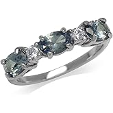 Silvershake 3 Stone White Gold Plated 925 Sterling Silver Ring