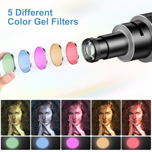 Genérico Foco Cónico Óptico Snoot, Kit de Accesorio Óptico para Proyector de Snoot Bowens con 35 Gobos y 5 Filtros de Color, Compatible con Aputure Amaran Godox Neewer LED Video Speedlite