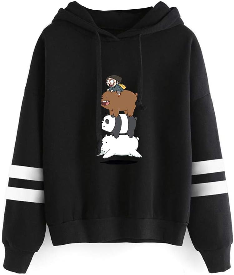 Gogofuture We Bare Bears Pullover Printed Hooded Sweatshirt Leisure Classic Hooded Pullover Fashion Sweater Popular Sweatshirt