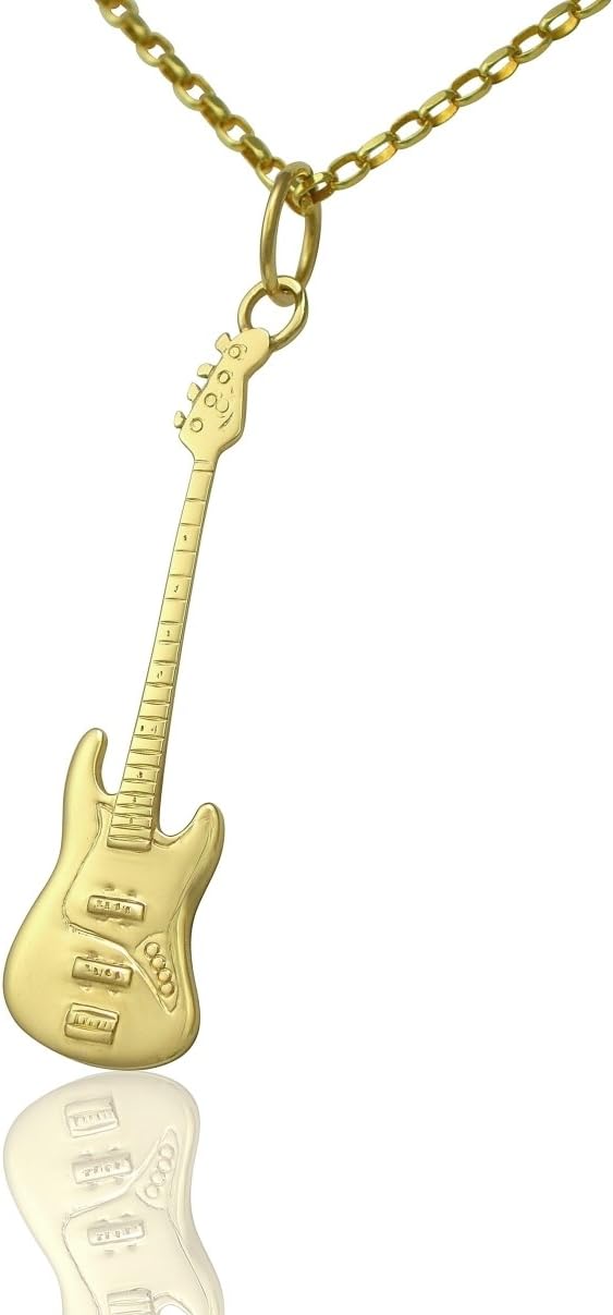 Solid 9ct Gold Fender jazz Bass Guitar Pendant Gift for Bass Guitarists