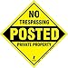 Minuteman Signs | Aluminum No Trespassing Posted Diamond Shaped Signs 4 Pack (Yellow)