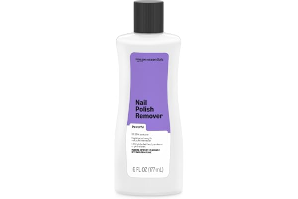 Amazon Essentials Nail Polish Remover, 99.99% Acetone, Maximum Strength, Formulated without Parabens or Phthalates, 6 Fl Oz