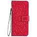 S8 Plus Case,Samsung Galaxy S8 Plus Cover,SMYTU Premium Emboss Sunflower Flip Wallet Shell PU Leather Magnetic Cover Skin with Wrist Strap Case(Red)