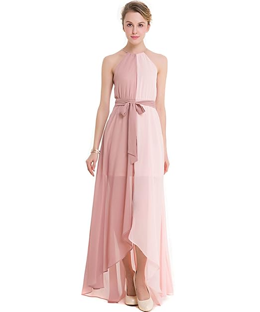 KAXIDY Donna Rosa Vestito da Sera Lungo Abbigliamento Vestiti ...