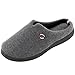 ULTRAIDEAS Men’s Cozy Warm Slip on Slip-Resistant Polar Fleece Lined Cotton Slippers House Slippers Indoor Outdoor (L/11-12 D(M) US, Grey)