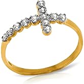 Galaxy Gold GG 14k Yellow Gold Genuine Diamonds Cross Ring
