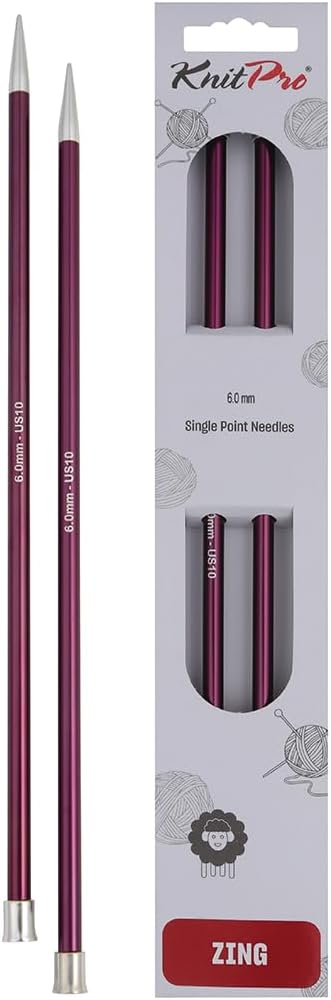 KnitPro Zing Single Pointed Needles 14 in 6.00mm Aluminum