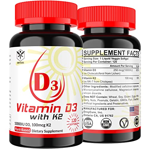 EnvyCure Vitamin D3 K2(MK7) 120 Softgel, Bone & Heart Health, Extra