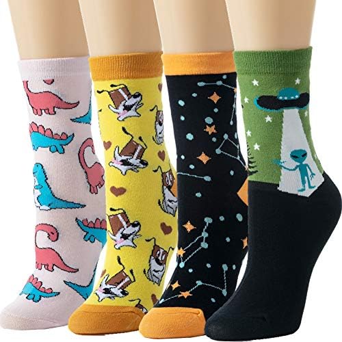 Womens Socks Cactus Crew Socks Gifts Cotton Long Funny Socks for Women Novelty Funky Cute Cartoon Socks 5 Pairs WCS1-Cactus