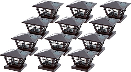 GreenLighting 5×5 Solar Post Cap Light 4×4 Base Adapter (Brown, 12 Pack)