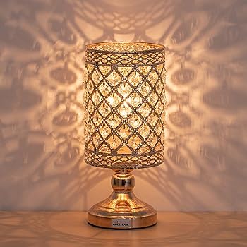 HAITRAL Crystal Table Lamp - Modern Gold Nightstand Desk ...
