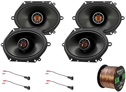 4X Custom Fit 5"x7"/ 6"x8" 180 Watts Peak Power Coaxial Car Audio Speakers (Reconditioned), 4 x Enrock Speaker Harness Adapters w/Red Bullet for Select Ford Vehicles, Speaker Wire