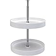 Rev-A-Shelf 18 Inch Dual Full-Circle Lazy Susan Organizer for Upper Corner Kitchen Cabinets, Plastic Home Storage 2 Tier Shelves, White, 6012-18-11-52