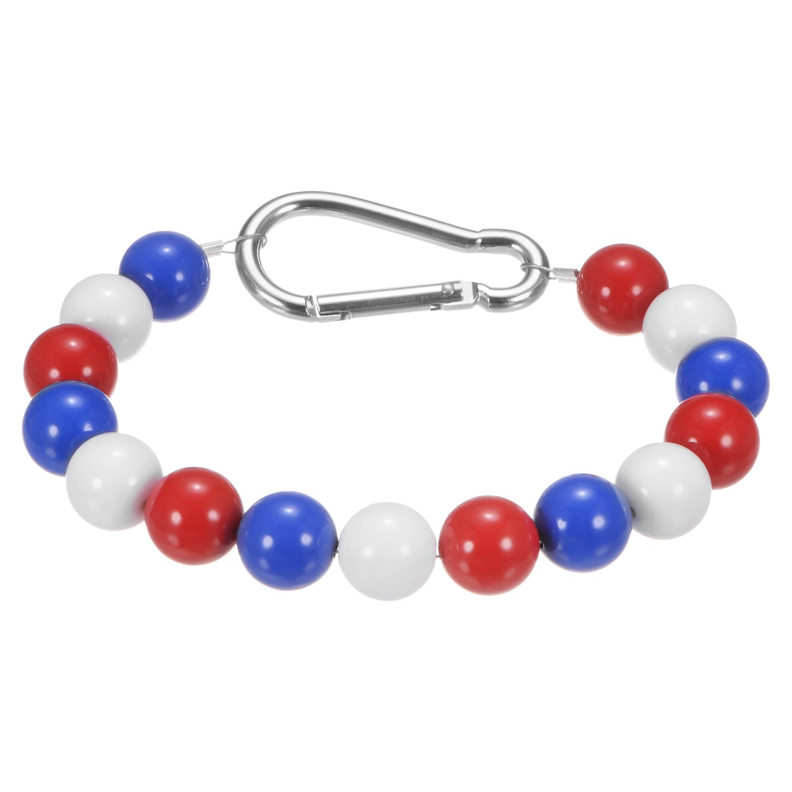 M METERXITY 1 Pack Flagpole Retainer Ring -15 Beads 0.71" Flag Pole Beaded Retainer Ring,Keep Flag Close to Pole with Stainless Steel Cable,Apply to Indoor Outdoor Flagpole(Red+White+Blue)