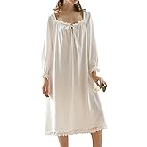 Lu's Chic Women's Victorian Nightgown Long Sleeve Sleepwear Loungewear Cotton Princess Cute