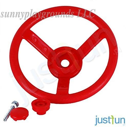 TOY STEERING WHEEL RED--"Just Fun" Outdoor and Indoor Playground Set Accessories For Kids