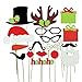 Cxy Photo Booth Props DIY Kit for Kids When Christmas Party, Various Colors of Mustache, Glasses Frames, Hat, Lips, Reindeer, Pipe, Ties, Carrot, Gift and Santa Claus Frame(Pack of 17)
